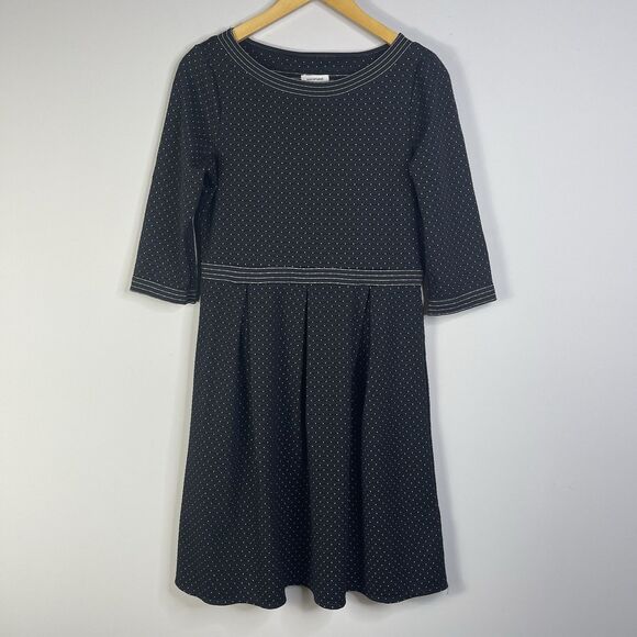 Max Studio Jersey Knit Dress Polka dot Black & White Fit & Flare 3/4 Sleeve M - Picture 2 of 10